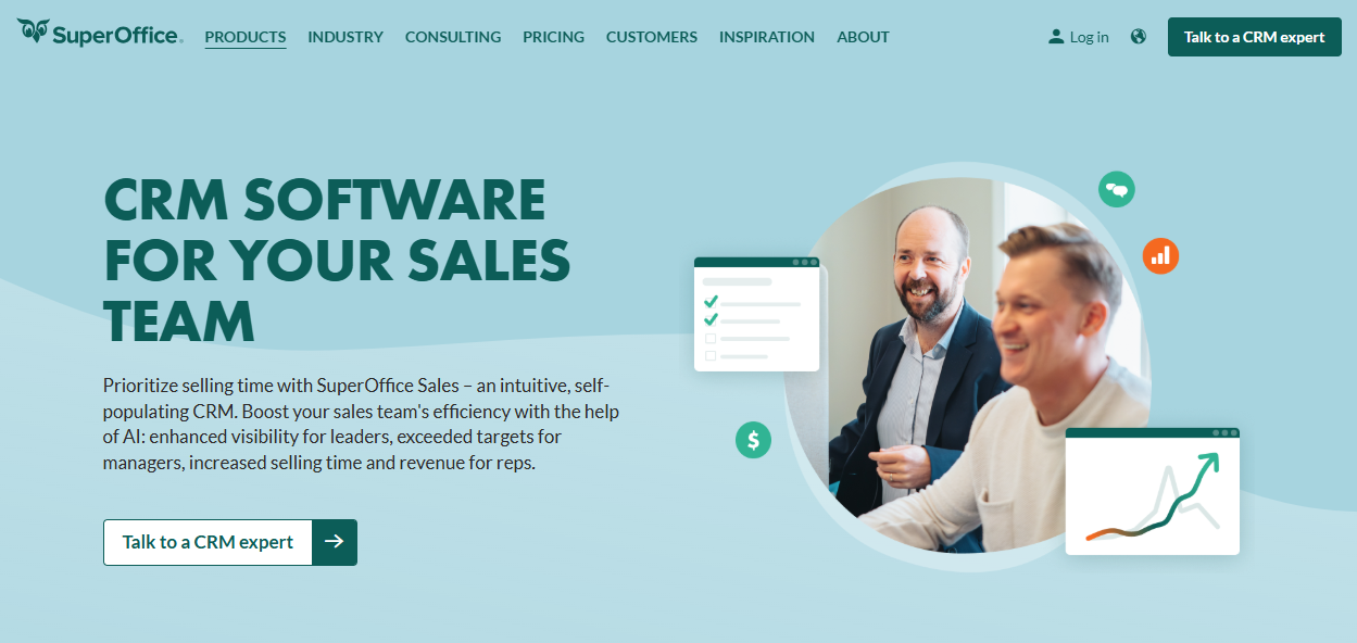 SuperOffice CRM sales website