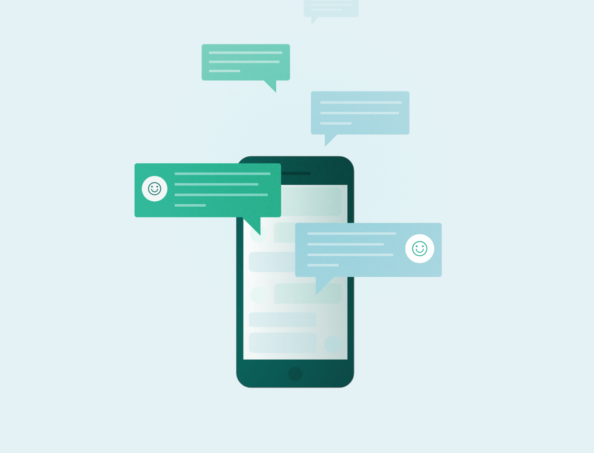 Illustration af chat på en mobiltelefon